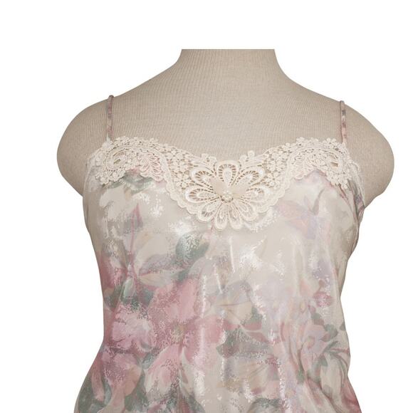 Vintage Lucie Ann II Floral Satin Romper Teddy Lingerie Lace Trim Medium USA - Picture 4 of 7